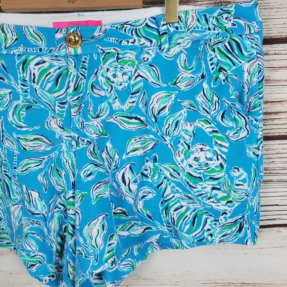 Lilly Pulitzer Womens Sz 12 Callahan Knit Turquoise Oasis Outta Line 5" Shorts - Picture 4 of 11